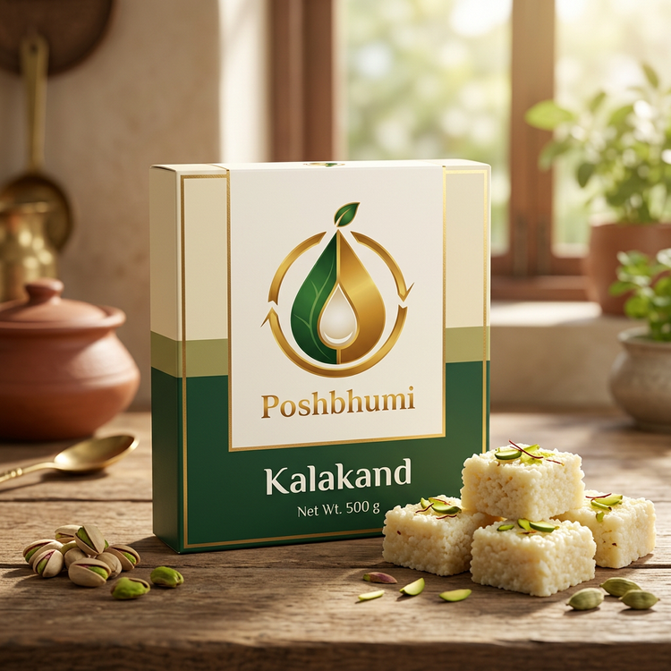 PoshBhumi Kalakand 500 g box with kalakand pieces (illustrative image)